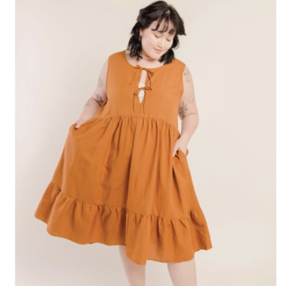 Tradlands Birdie Dress in Burnt Sienna